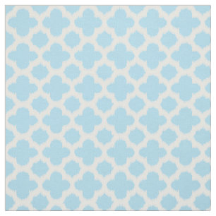Pastel Blue White Ikat Quatrefoil Art Muster Stoff