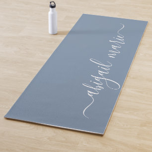 Pastel Blue & White Personalisiertes Skript Revers Yogamatte