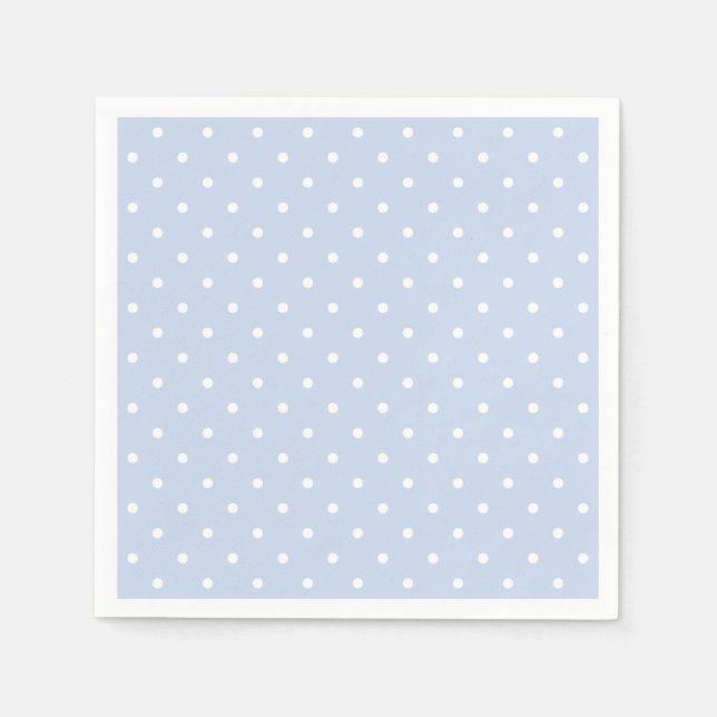Pastel Blue White Polka Dot Muster Serviette (Vorderseite)