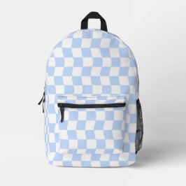 Pastel Blue White Retro Checkerboard Pattern Bedruckter Rucksack