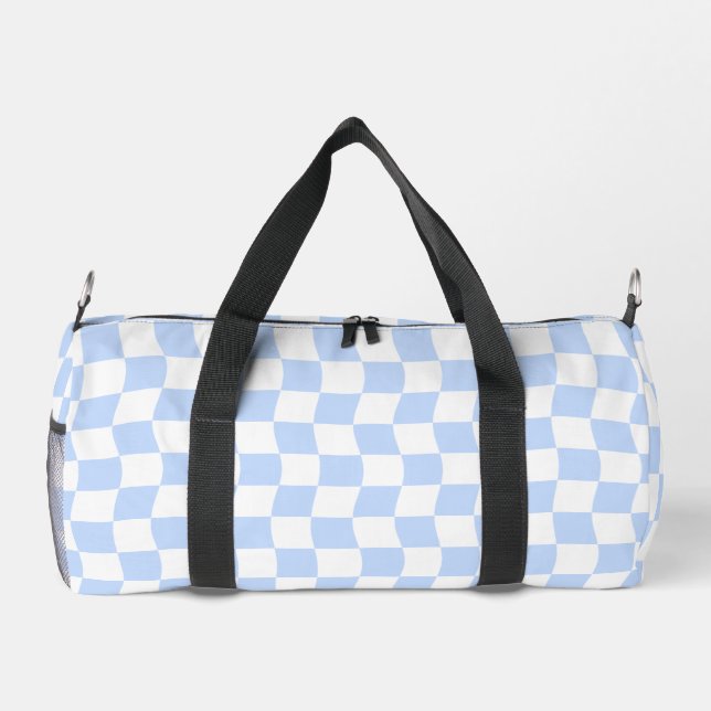 Pastel Blue White Retro Checkerboard Pattern Duffle Bag (Rückseite)