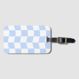 Pastel Blue White Retro Checkerboard Pattern Gepäckanhänger
