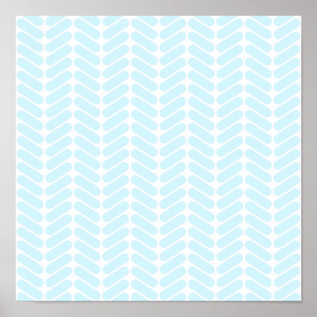 Pastel Blue Zigzag Muster inspiriert durch Knitter Poster (Vorne)