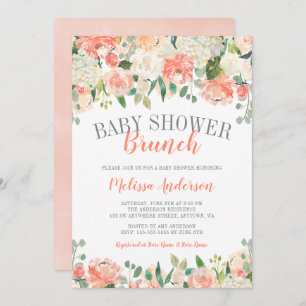 Pastel Blume Brunch Babydusche Einladung