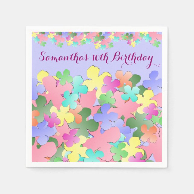 Pastel Blume Collage Custom BIRTHDAY Serviette (Vorderseite)