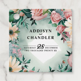 Pastel Blume Elegante: Grün blühende Hochzeit Geschenkanhänger