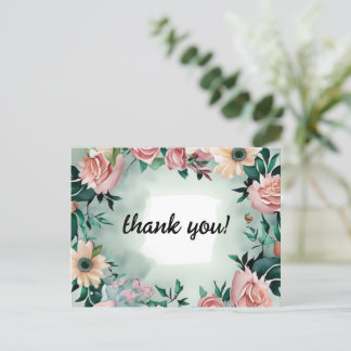 Pastel Blume Elegante: Grün blühende Hochzeit Postkarte