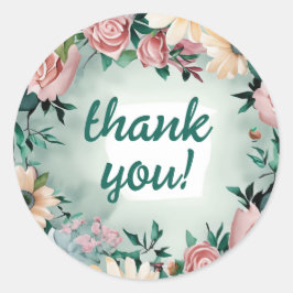 Pastel Blume Elegante: Grün blühende Hochzeit Runder Aufkleber