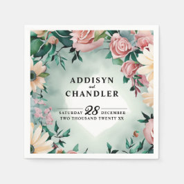 Pastel Blume Elegante: Grün blühende Hochzeit Serviette