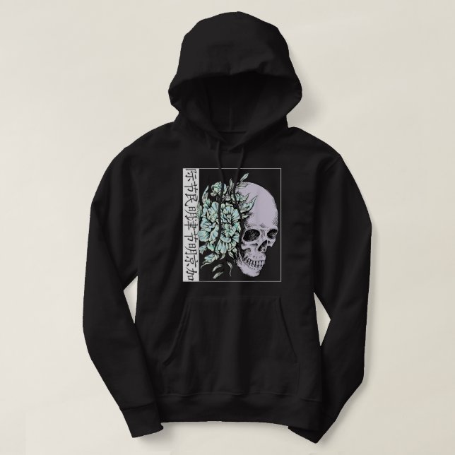 Pastel Blume I Skull I ästhetische Kunst I Japanis Hoodie (Design vorne)