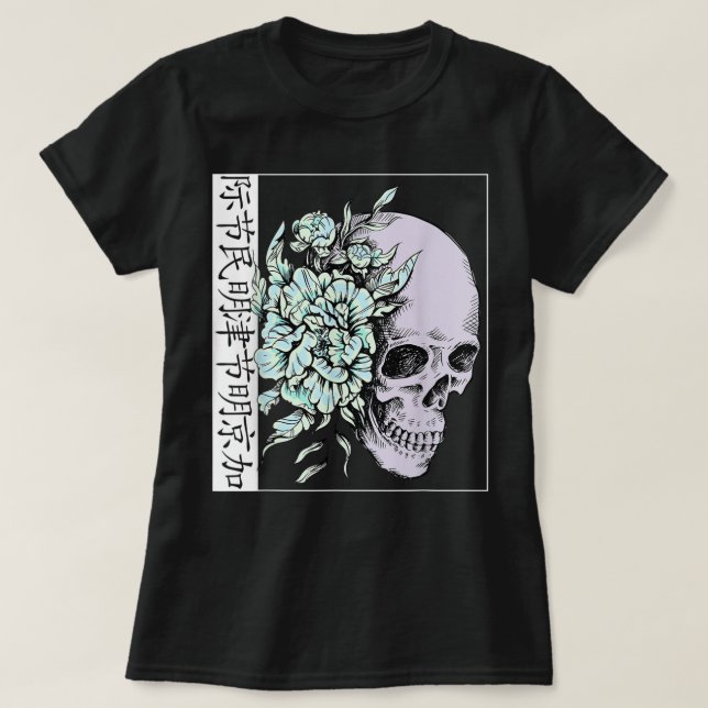 Pastel Blume I Skull I ästhetische Kunst I Japanis T-Shirt (Design vorne)