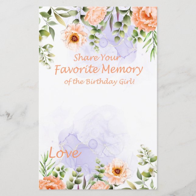 Pastel Blume Lieblingsgedächtnis der Geburtstagska (Vorderseite)