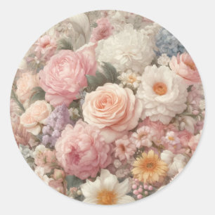 Pastel Blume Shabby Chic Rose Blumenzehen Runder Aufkleber