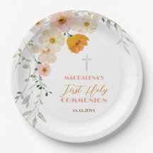 Pastel Blume und Grünpflanzen Erste Heilige Kommun