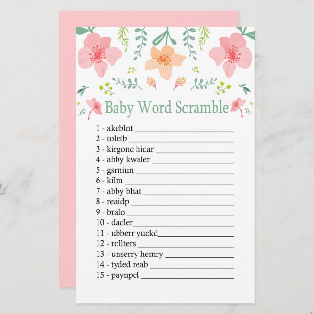 Pastel Blume Wortschatzspiel (Vorne/Hinten)