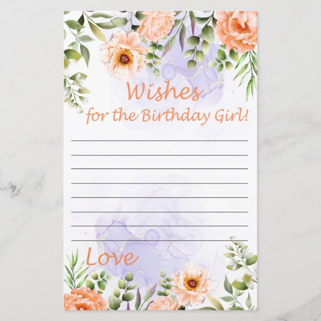 Pastel Blume wünscht Geburtstagsmädchen (Vorderseite)