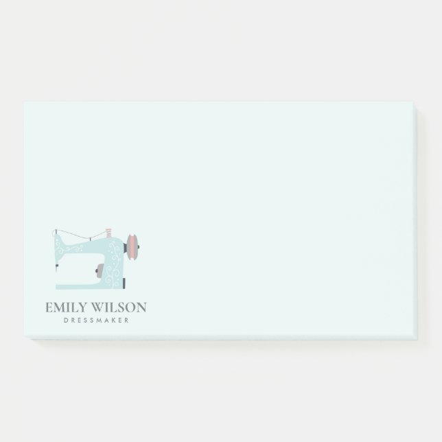 PASTEL BLUSH AQUA BLUE PINK SEWMACHINE TAILOR POST-IT KLEBEZETTEL (Vorderseite)