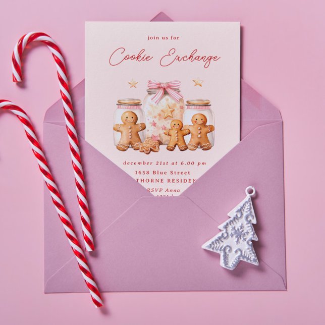 Pastel Blush Cookie Exchange Weihnachts-Party Einladung (Von Creator hochgeladen)