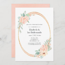 Pastel Blush Floral Geometric Bridesmaids Luncheon Einladung