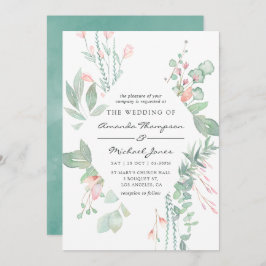 Pastel Blush Greenerity Wedding Einladung