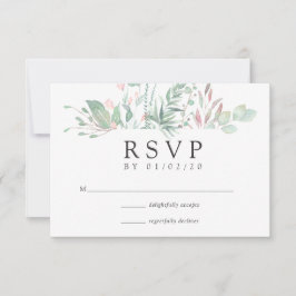 Pastel Blush Greenerity Wedding RSVP Karte