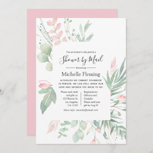 Pastel Blush Greenery Bridal oder Baby Mail Dusche Einladung