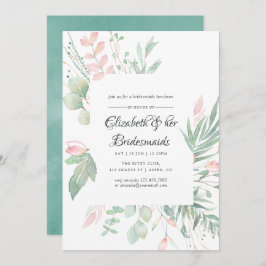 Pastel Blush Greenery Bridesmaids Luncheon Einladung