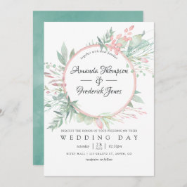Pastel Blush Greenery Geometric Wedding Einladung