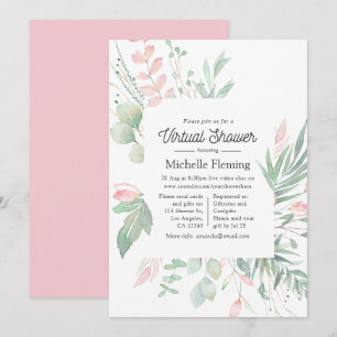 Pastel Blush Greenery Virtual Baby Shower Einladung