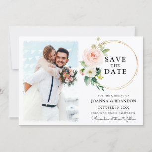 Pastel Blush Hübsch floral Botanisch Save the Date Einladung