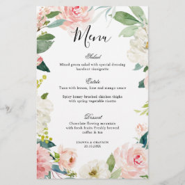 Pastel Blush Hübsches Botanisches Hochzeitsmenü