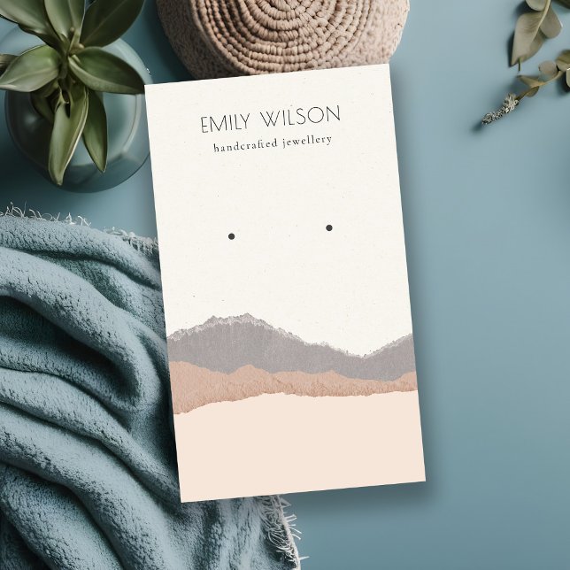Pastel Blush Kraft Mountain Wave Earring Display Visitenkarte (Von Creator hochgeladen)