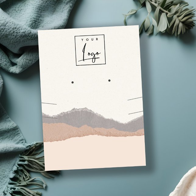 Pastel Blush Kraft Mountain Wave Earring Necklace Visitenkarte (Von Creator hochgeladen)