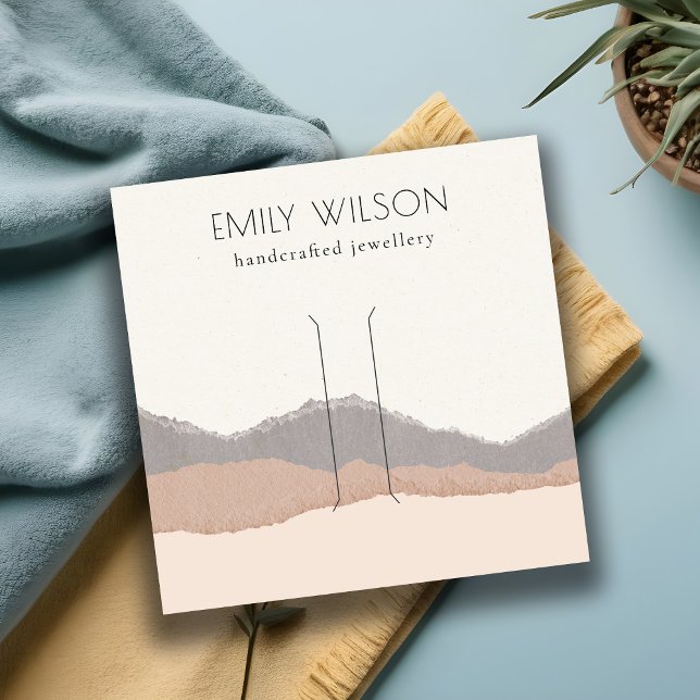 Pastel Blush Kraft Mountain Wave Hair Clip Display Quadratische Visitenkarte (Von Creator hochgeladen)