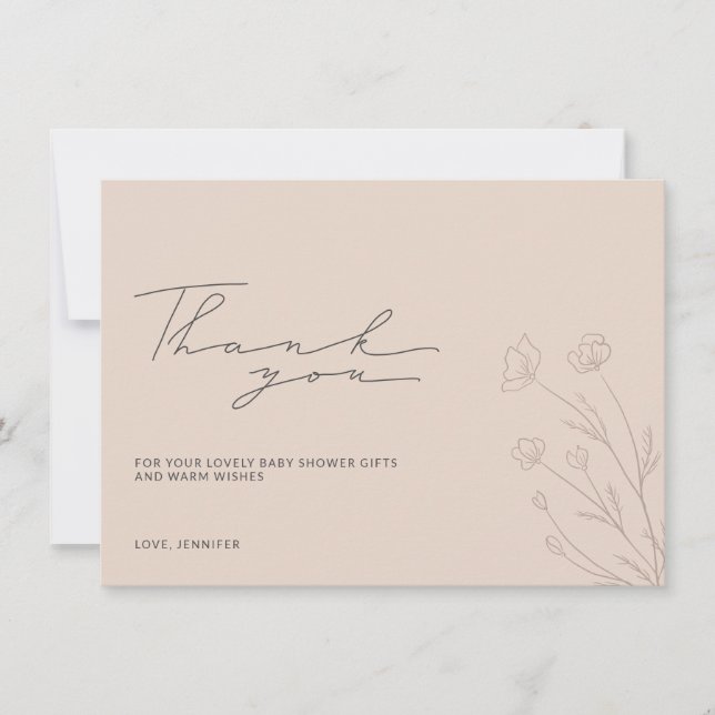 Pastel Blush Pink Babydusche Tiny Floral Dankeskarte (Vorderseite)