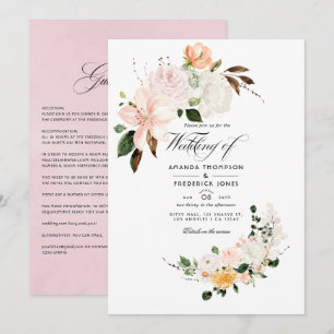 Pastel Blush Pink Bloral Wedding Einladung