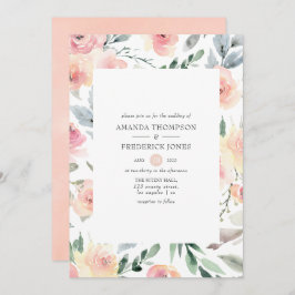 Pastel Blush Pink Bloral Wedding Einladung