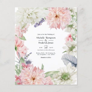 Pastel Blush Pink Dahlia Hochzeit Einladung Flyer