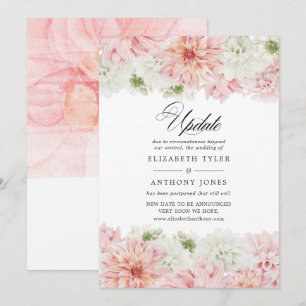 Pastel Blush Pink Dahlia Wedding Update Einladung