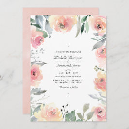 Pastel Blush Pink Floral QR Code UAWG Wedding Einladung