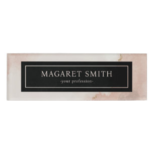 Pastel Blush Pink in Gold Mitarbeiterinnen Namenschild