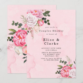 Pastel Blush Pink White Peony Couple Dusche einlad