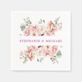 Pastel Blush Rose Botanische Hochzeit Serviette