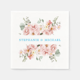 Pastel Blush Rose Botanische Hochzeit Serviette
