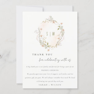 Pastel Blush Wildblume Blumenkraut Hochzeit Dankeskarte