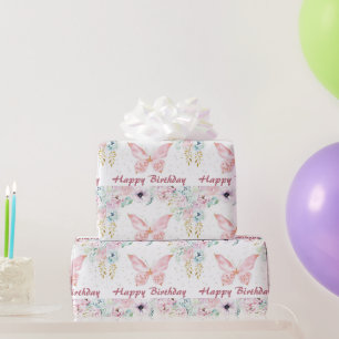 Pastel Blütenbaby Geburtstag Geschenkpapier