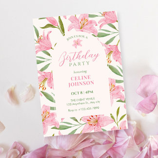 Pastel Blütenblüte lila pink Grün Geburtstag Einladung