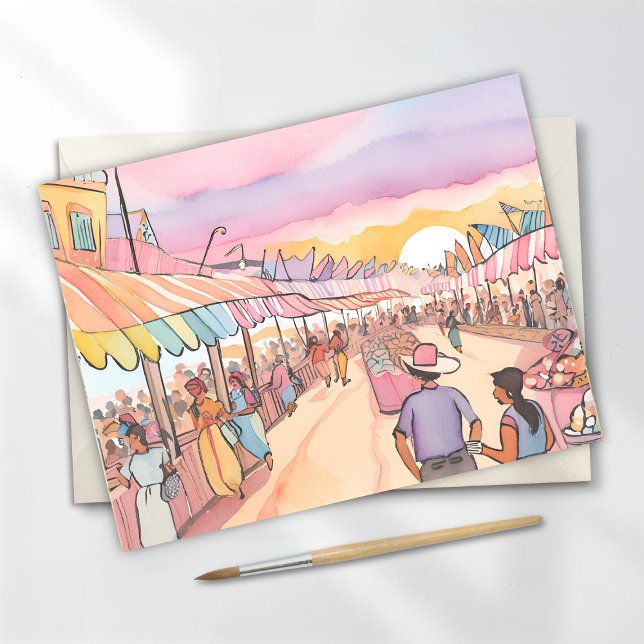 Pastel Boardwalk | Aquarellpfeifer Postkarte (Von Creator hochgeladen)