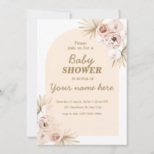 Pastel Boho arch Baby Dusche Einladungen Girl