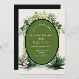 Pastel Boho Blumenarch Tropische Hochzeit Einladung